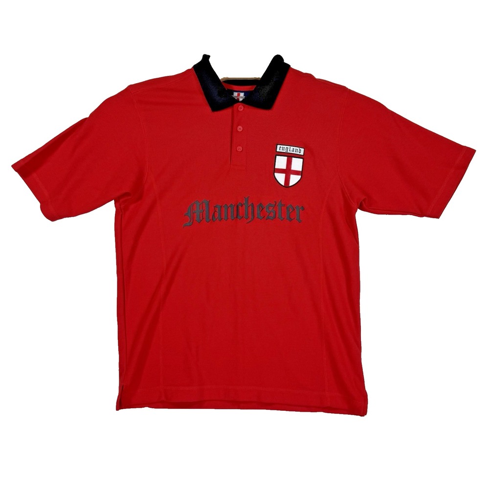 Team Spirit Polo Shirt Mens M Red Manchester England Soccer Sport 10 NWT - Picture 2 of 8